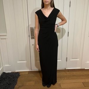 Ralph Lauren evening formal dress black column cowl neck Sz. 8